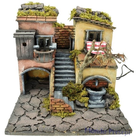 Presepe cm 30x30 illuminato con fontana funzionante Mondo