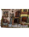 Nativity scene with illuminated village with fountain 60x40