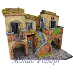 Presepe con borgo illuminato con forno 50x40 Mondo Presepi 2