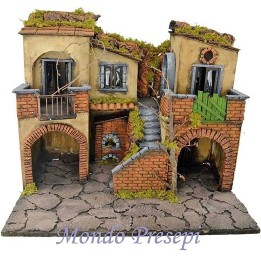Nativity scene with illuminated village with oven 50x40