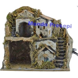 Nativity scene with fountain and lights cm 42x35x38 h.