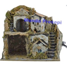 Nativity scene with the fountain and lights cm 42x35x38 h.