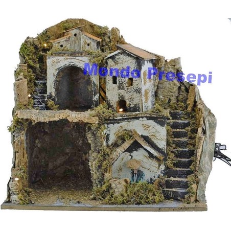 Nativity scene with the fountain and lights cm 42x35x38 h.