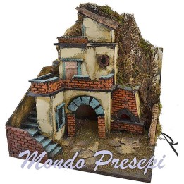 Presepe con fuoco e luci cm 40x29x44 h.