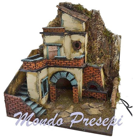 Presepe con fuoco e luci cm 40x29x44 h. Mondo Presepi