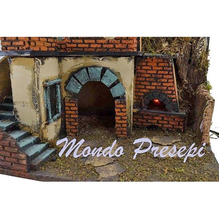 Presepe con fuoco e luci cm 40x29x44 h. Mondo Presepi