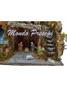 Nativity scene with statues Landi and stream lights cm 42x35x38