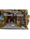 Nativity scene with statues Landi and stream lights cm 42x35x38