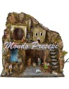 Nativity scene with statues Landi and stream lights cm 42x35x38