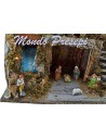 Nacimiento con figuras Landi y arroyo luces cm 42x35x38 h.