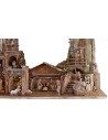 Full illuminated presepe of Landi statues with houses and