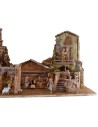 Full illuminated presepe of Landi statues with houses and