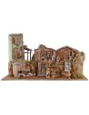 Illuminated nativity scene complete with Landi statues and landscape