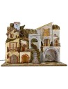 Illuminated nativity scene with village and cave cm 60x34x45 h