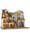 Pesebre iluminado con pueblo y cueva cm 60x34x45 h