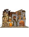 Presepe illuminated with borgo and grotto cm 60x34x45 h