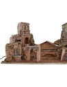 Belén iluminado con casas y fuente funcional de 80x40x41 cm h