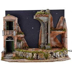 Presepe illuminated with fiber-optic stellar sky, fountain and