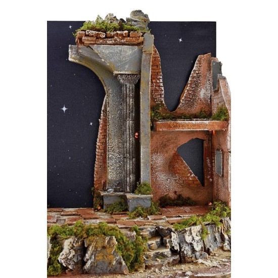 Presepe illuminato con cielo stellato a fibre ottiche, fontana