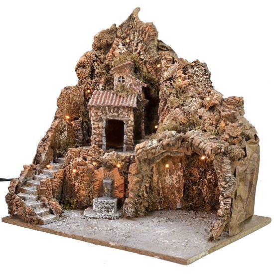 Presepe illuminated with functioning fountain and landscape cm