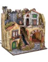 Illuminated nativity scene with working drawbridge and