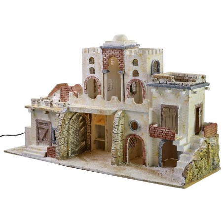 Palestinian nativity scene with working lights cm 85x30x50 h