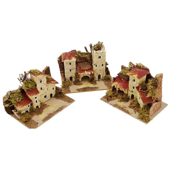 Set 3 case per presepe cm 15x10x10 h Mondo Presepi