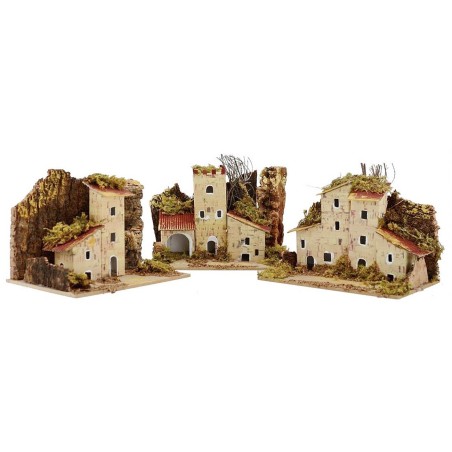 Conjunto de 3 casas para pesebre de 15x10x10 cm de altura Mundo Pesebres