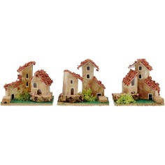 Conjunto de 3 casitas para belén de 9x6,5x7 cm de altura.