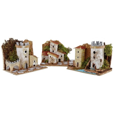 Conjunto de casitas de 3 piezas para belén de 15,5x10x12,5 cm