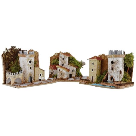 Conjunto de casitas de 3 piezas para belén de 15,5x10x12,5 cm