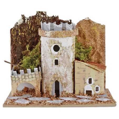 Conjunto de casitas de 3 piezas para belén de 15,5x10x12,5 cm