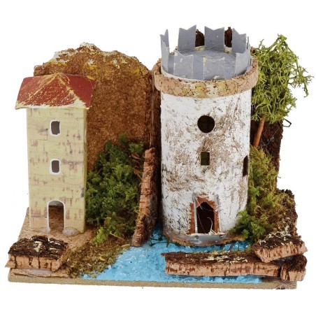 Conjunto de casitas de 3 piezas para belén de 15,5x10x12,5 cm