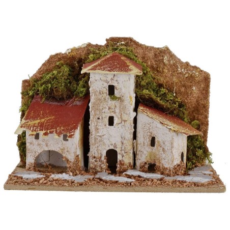 Conjunto de tres casitas para belén de 15,5x10x12,5 cm de altura Mondo Presepi.