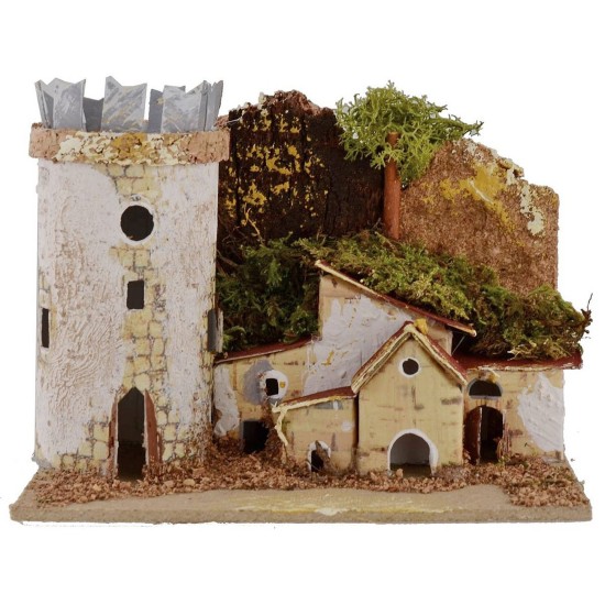 Conjunto de tres casitas para belén de 15,5x10x12,5 cm de altura Mondo Presepi.