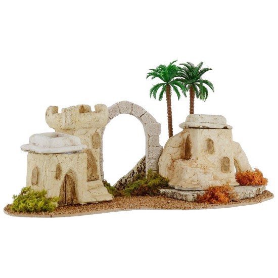 Palestinian village with arch and palm cm 36x21x20 h for