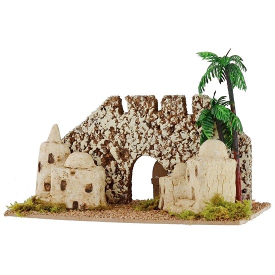Palestinian village with fortificated walls cm 21,2x11, 5x15 h