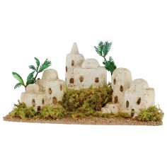 Pueblo palestino con vegetación y palmeras cm 21x13,3x10,5 h