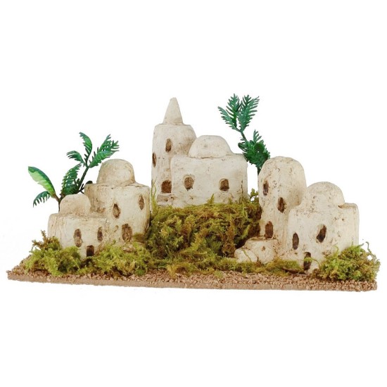 Pueblo palestino con vegetación y palmeras cm 21x13,3x10,5 h