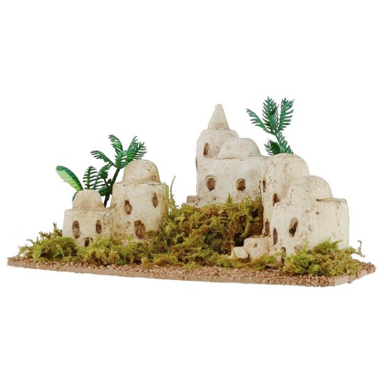 Villaggio palestinese con vegetazione e palme cm 21x13,3x10,5 h