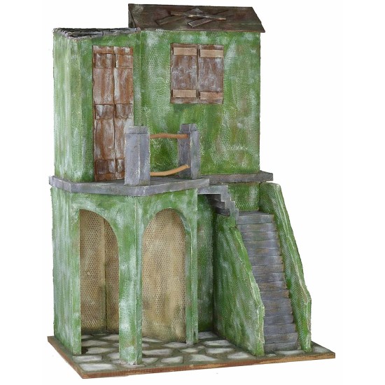 Casa con escalera y tienda de 58x43x83 cm de altura para estatuas de 30 cm.