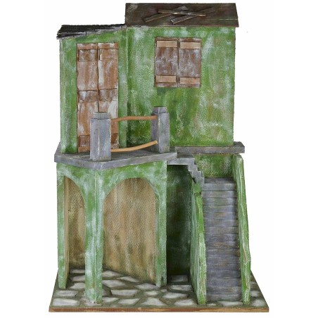 House with staircase and shop cm 58x43x83 h for statues of 30 cm