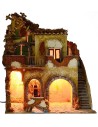Presepe illuminato con mulino ad acqua ed a vento funzionanti