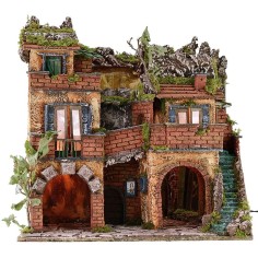 Borgo illuminato con specchio effetto profondità cm 50x39,5x53