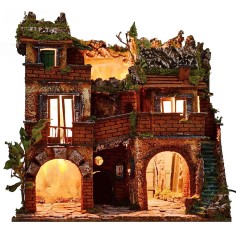 Pueblo iluminado con espejo efecto profundidad cm 50x39,5x53 h 2
