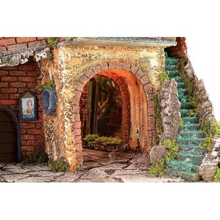 Pueblo iluminado con espejo efecto profundidad cm 50x39,5x53 h