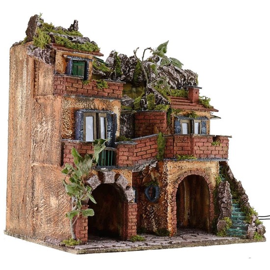 Borgo iluminado con espejo efecto profundidad cm 50x39,5x53