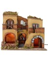 Borgo pesebre iluminado con fuego funcional de 50,5x40,5x46 cm.
