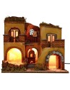 Pueblo pesebre iluminado con fuego funcionando cm 50.5x40.5x46 h