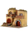 Pueblo pesebre iluminado con fuego funcionando cm 50.5x40.5x46 h